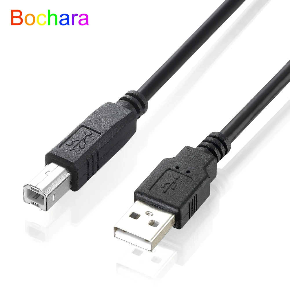 Кабель для принтера Bochara USB 2,0, тип A папа-Тип B папа, фольга + плетеная (внутри), экранированный, 30 см, 50 см, 100 см