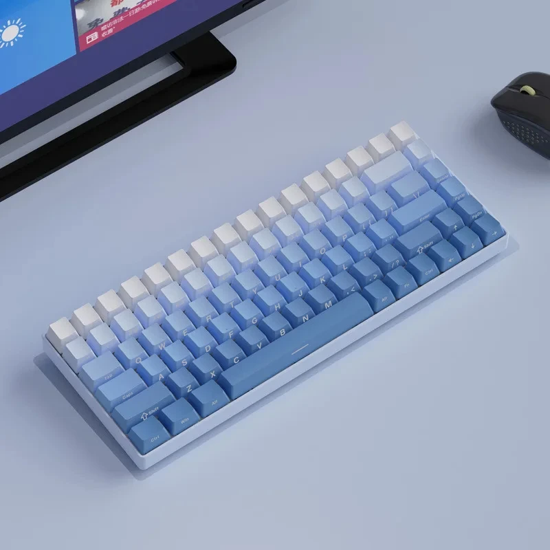 Lado Impresso Pbt Keycaps Gradiente Azul Double Shot Backlit Key Cap para Cherry mx Teclado Mecânico Perfil 136 Chaves - Imagem 2