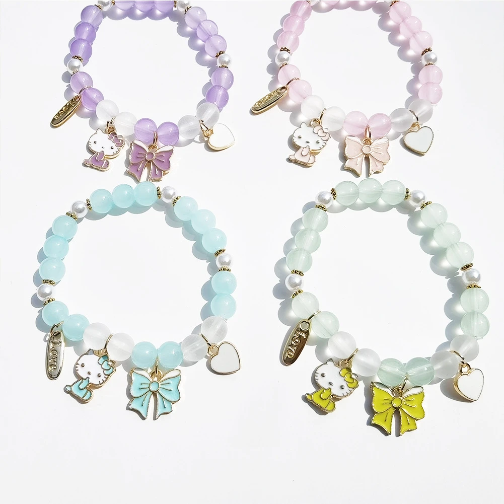 Pulsera de dibujos animados Hello Kitty, pulseras Kawaii, accesorios de joyería creativos, regalo de cumpleaños para amigo, moda| | - AliExpress