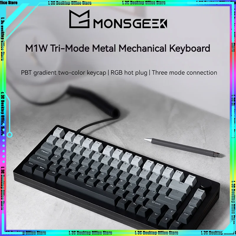 

Monsgeek M1 трехрежимная механическая клавиатура на заказ M1w алюминиевый корпус Tuotuo 75% Горячая замена RGB E-sports анодный алюминиевый корпус подарок