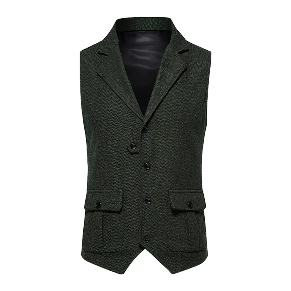 Vintage Herringbone Suit Vest for Men