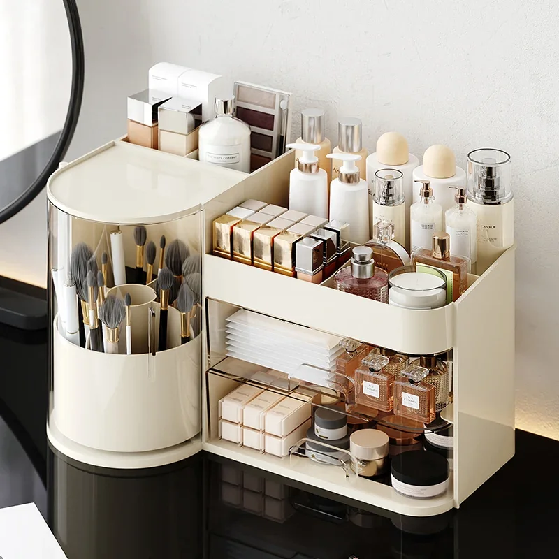 Cosmetics storage box desk dresser large capacity skin care lipstick lotion drawer dustproof storage rack 1