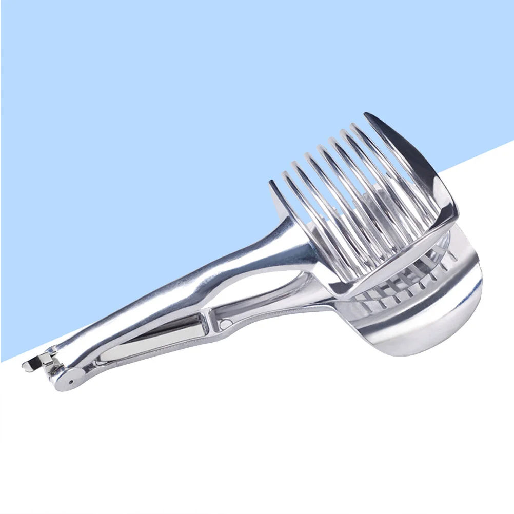 

Tomato Slicer Lemon Cutter Handheld Fruit Tongs Stainless Steel Onion Slicer Kitchen Cutting Aid Holder Tools Soft