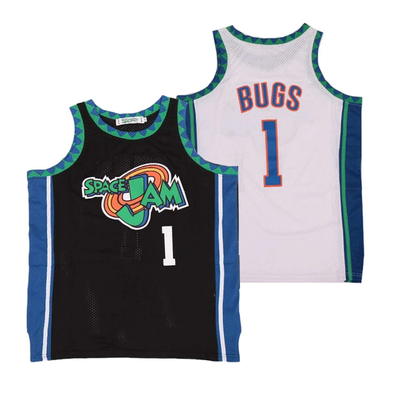 

Men Basketball Jerseys Space Jam 1# Bugs Jersey Outdoor Sports Big Size Sewing Embroidery White Black 2023 New Accept Custom