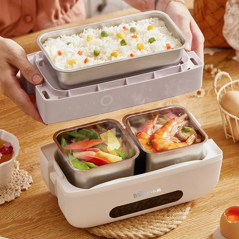 1.5L Electric Lunch Box Portable Rice Cooker Heating Bento Box Double Layer  Liner Food Container Steamer Heat Lunch Box 220V - AliExpress