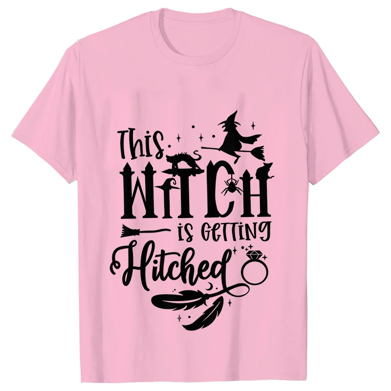 Team Bride Y2k Tops Bridal Shower Wedding Shirt This Witch Is Getting Hitched Lit T-Shirt Halloween Bachelorette Party EVJF Tees