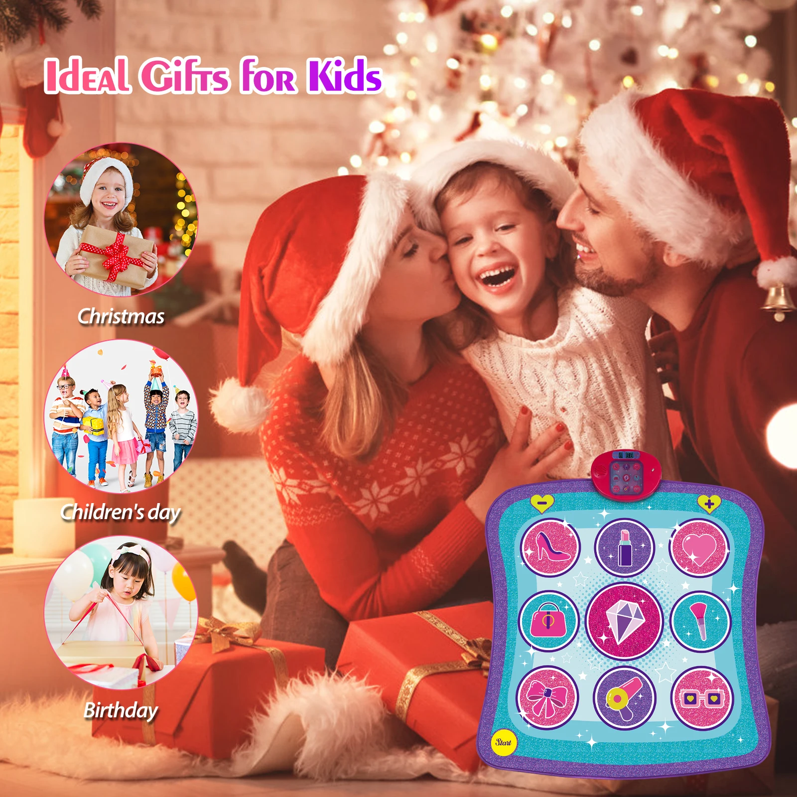 Dance Mat, Gifts Toys for Girls 3 4 5 6 7 8 Years Old, Frozen Theme Toys, Dance Pad with 7 Game Modes, 5 Challenge Levels