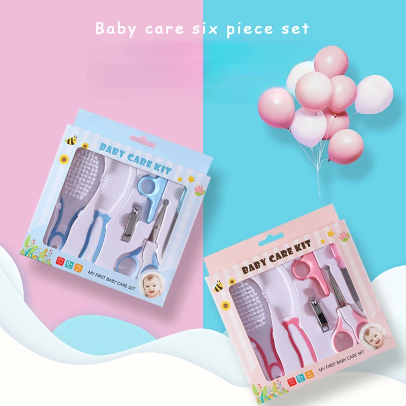 Baby Care and Cleaning Nail Clipper Combination Set baby Safety Comb Brush Gift Box 6-piece New Born Baby Essentials