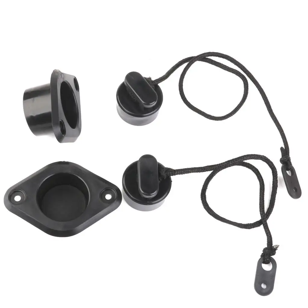 하이 퀄리티 MagiDeal PVC 스쿠퍼 드레인 캡, 카약 팽창식 보트, 블랙 낚시 딩기, 스피드 보트, 카약 액세서리, 2 개