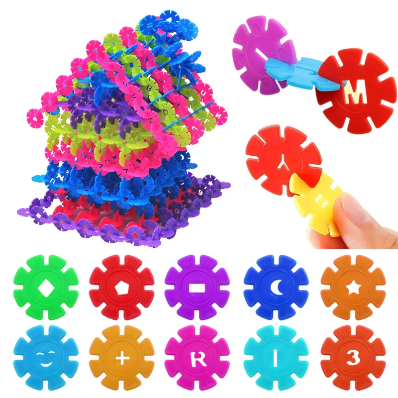 100/200pcs 눈송이 빌딩 블록 장난감 조립 교육 장난감 어린이 DIY 게임 건설 유치원 어린이 선물 TMZ