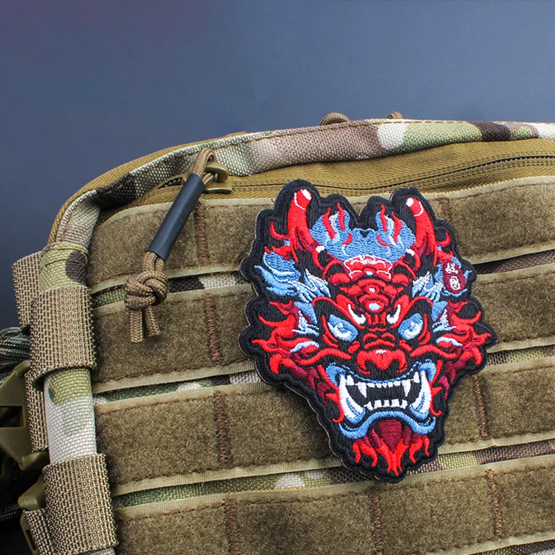 

Dragon Head Embroidery Patches for Clothing Personalized Morale Badge Tactical Armband Military Fans Backpack Hats Accessories