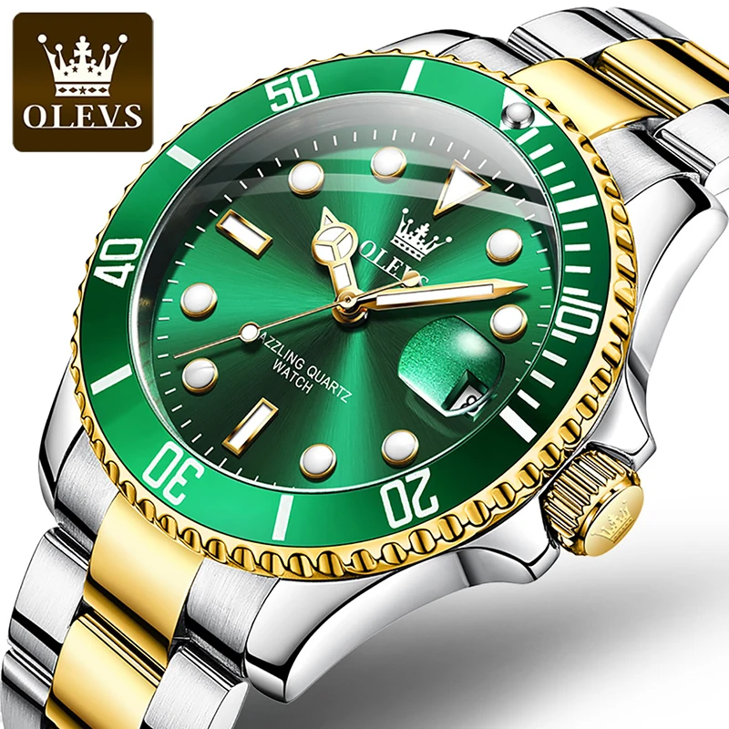 OLEVS Mens Quartz Watches Top Brand Luxury Business Waterproof Luminous Large Dial Men Wristwatches Sports Stainless Steel Watch