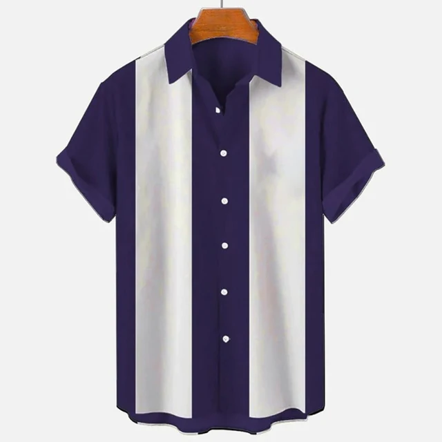 Men Oversized Stripe Fashion Casual Floral Printing Camisa