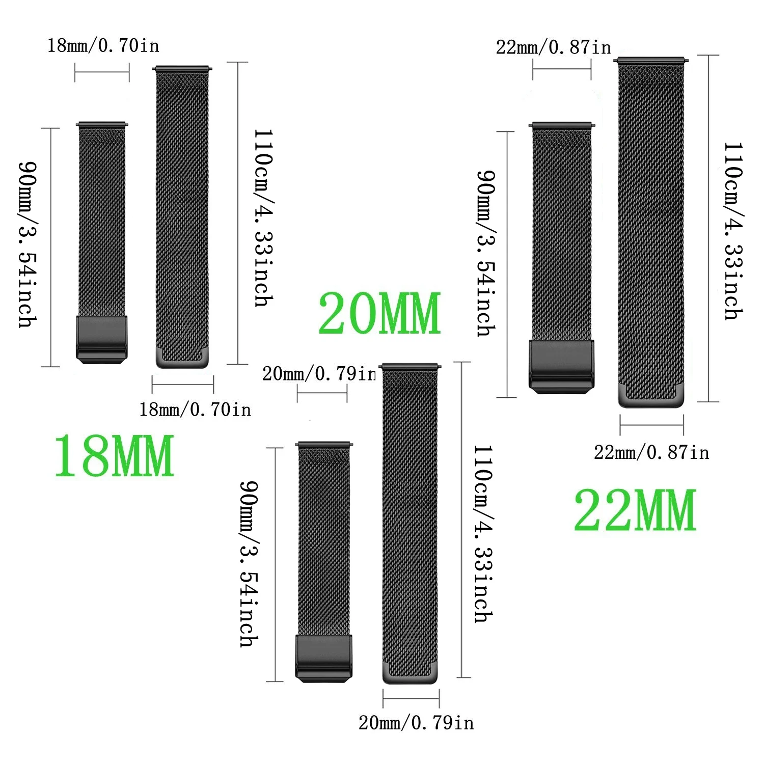 Premium 18mm Silicone Watch Band with Metal Strap