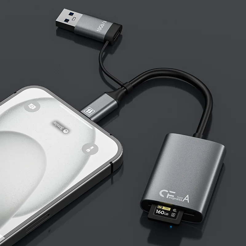 FC&EC CFe 카드 리더기 CFexpress A 카드 리더기 고속 전송 USB Type-C 포트( 카메라용) iPhone 15 MacBook Pro