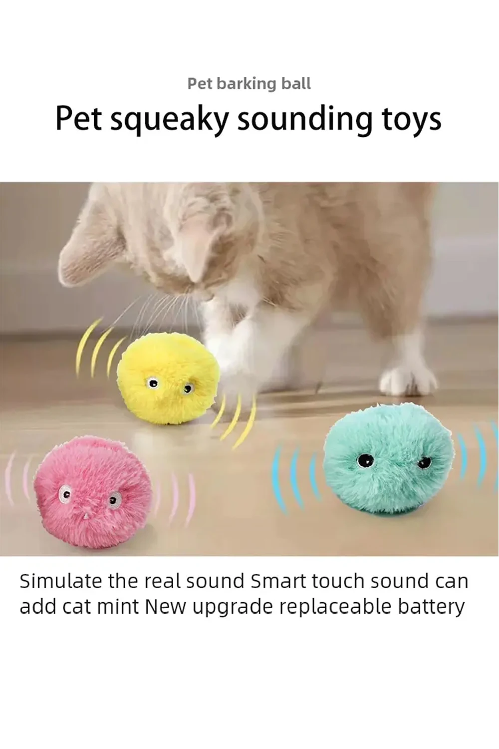 Title 1, Smart Cat Ball Toys Plush Electric Catnip Train...