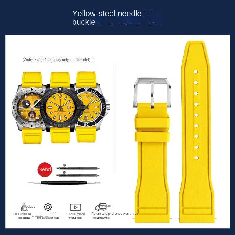 thumbnail image 1 of Correa de reloj de caucho fluorado de liberación rápida de 20 mm, 22 mm y 21 mm para relojes de buceo de cada marca, correa para Breitling, IWC y Seiko, 1 of 5