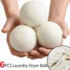 E2 6PCS Wool Laundry Balls Dryer Reusable Natural Fabric Softener Wool Dryer for Speeding Up Dry Time Washing Balls Accessories 1