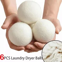 E2 6PCS Wool Laundry Balls Dryer Reusable Natural Fabric Softener Wool Dryer for Speeding Up Dry Time Washing Balls Accessories 1
