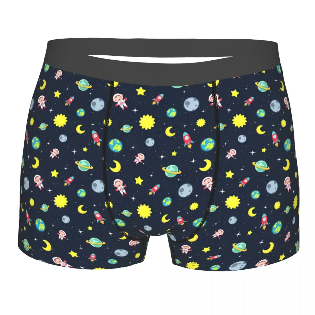 Space, Starry Sky, Earth, Universe, Astronaut, Cartoon Underpants Breathbale Panties Male Underwear Print Shorts Boxer Briefs