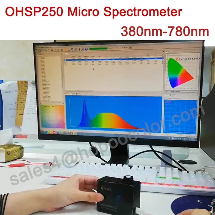 

Онлайн-тестовый спектрометр OHSP250, видимый световой спектр, детектор цветовой температуры и освещения