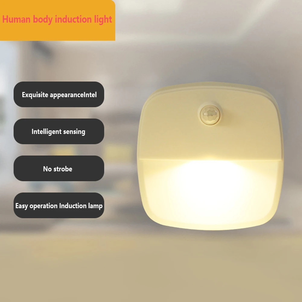 

1pc LED Night Light Battery Powered Motion Sensor Human Induction Wireless Night Light For Closet Kitchen Basement 0.3W