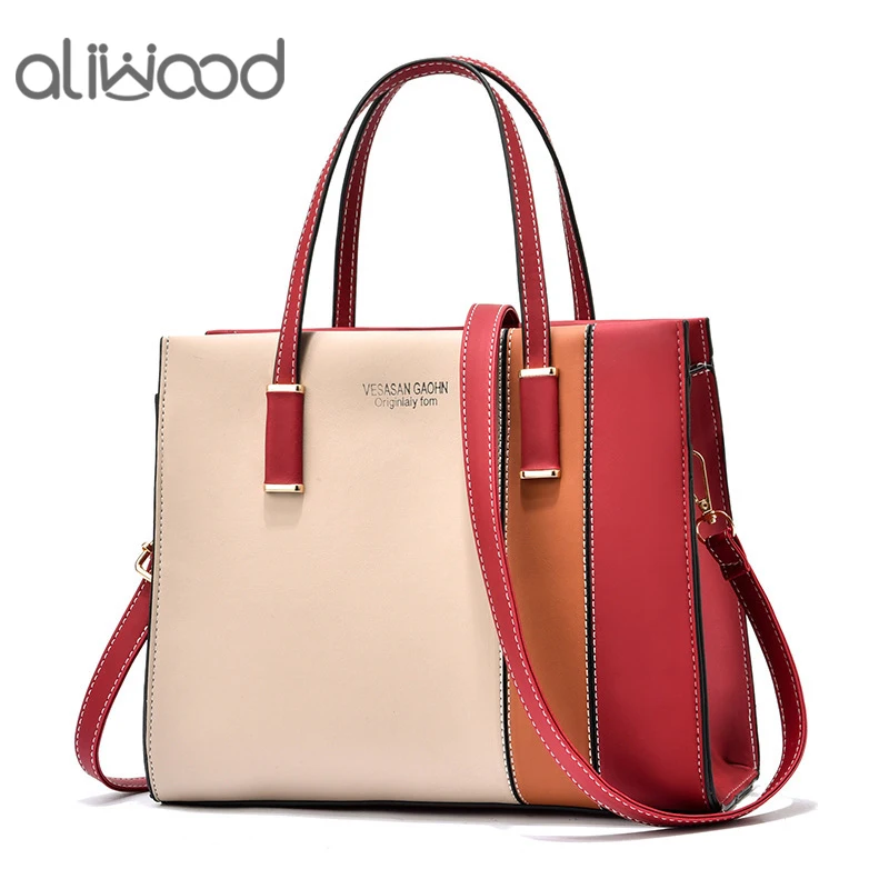 

Aliwood Trendy Brand Large Capacity Women's Bag Elegant Handbag Panelled Leather Shoulder Bag Ladies Crossbody Bags Tote Bolsos