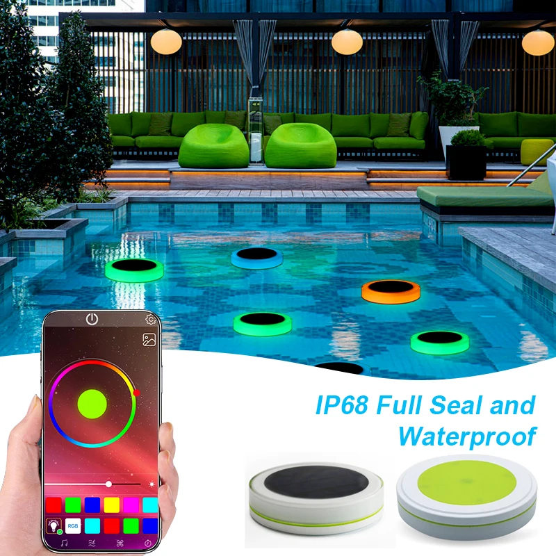 ACMESHINE RGBW Color APP Remote Solar Floating Light Led Swimming Pool Outdoor Lights Waterproof Ip68  Changing Water Drift Lamp