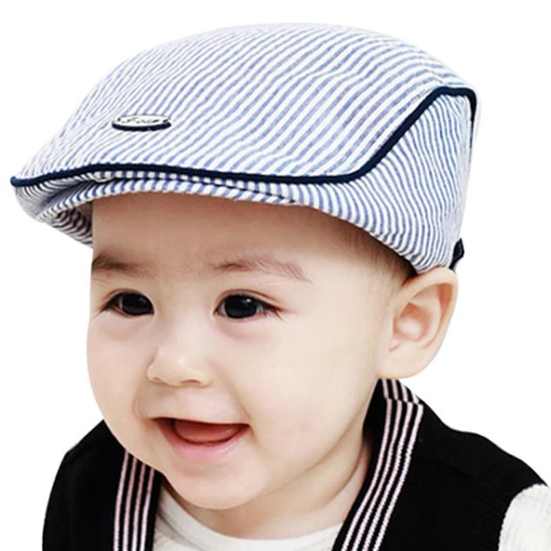 Cotton Baby hats Cute Children Stripe Classic Style Fashion Cap Toddler Spring Summer Berets Peaked Baseball Caps for Girls boys