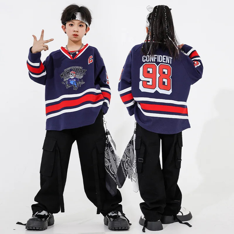 Hip Hop Teenagers Fashion Street Dance Costumes Boy Loose Sweatshirt Casual Pants Sets Girl Jazz Drum Stage Performance Clothing