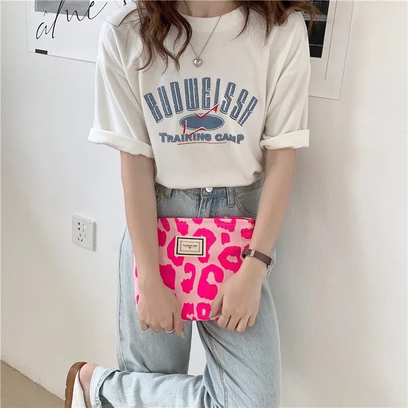 S0b5284ba2093425888060936a41091c56 Pink Leopard Print Women Cosmetic Bag Retro Flower Ladies Small Clutch Purse Travel Handbags Schoolgirl Pencil Storage Bags Mallzona