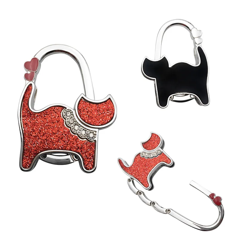 Foldable Table Hooks Two Hearts Cat Shape Handbag Decorating