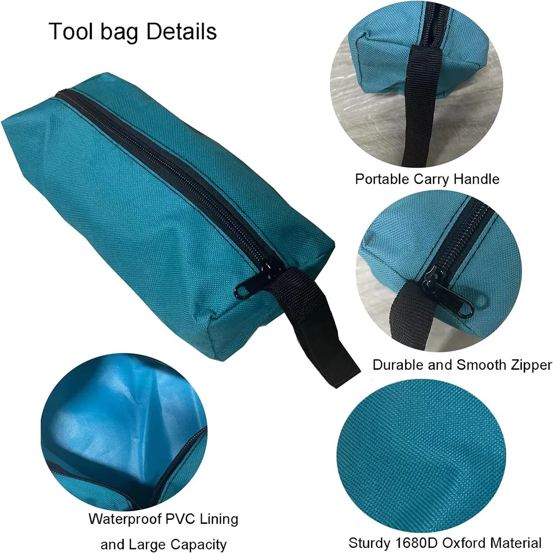 Heavy Duty Canvas Zipper Tool Bag, Small Zipper Tool Pouch, Multi-purpose Hand Tool Pouch Tote Bag, Utility tools Organizer 5