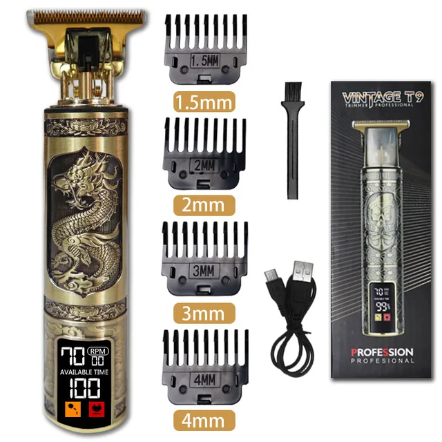 Electric hair trimmer Cordless Shaver Ships From: france Color: T9 Dragon LCD