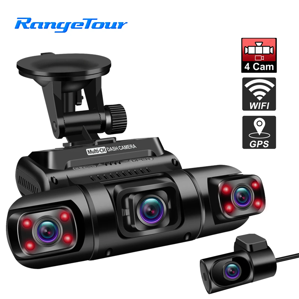 Range Tour 4K 2160P Car DVR M3 Dash Camera Support  WiFi Build-in GPS Front and Cabin Both 1080P 4 IR Night Version Parking Mode rearview mirror camera