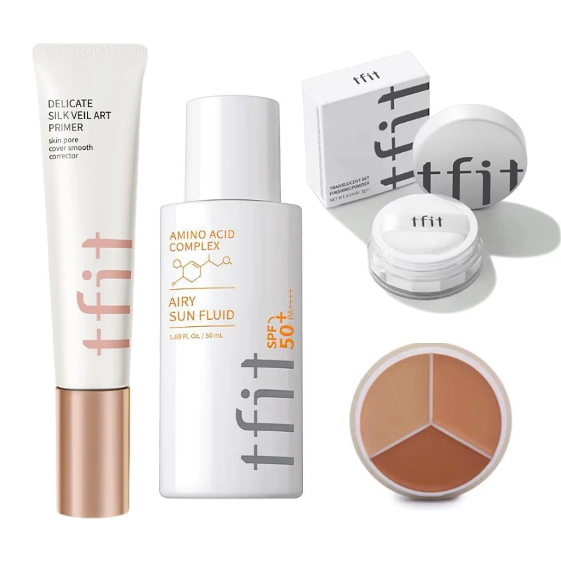 Tfit Base Makeup Primer Per Il Viso E 2 In 1 Tfit Crema Solare In Polvere Sfusa Set Di Correttori A 3 Colori Pre Trucco Oil-Control Korea Cosmetic