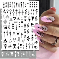 3d Nail Art Stickers Geometric Lines Faces Love Hearts Letters Leaves Stars Adhesive Sliders Nail Decals Decoration For Manicure 1