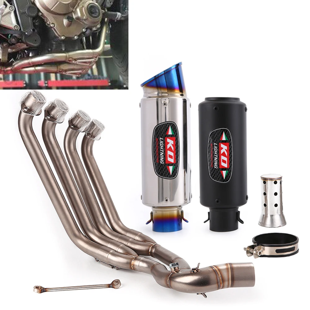For HONDA CB650F CB650R 2014-2022 Motorcycle Exhaust Escape Pipe Muffler Front Link Pipe Slip On Bottom Row With DB Killer - Image 2