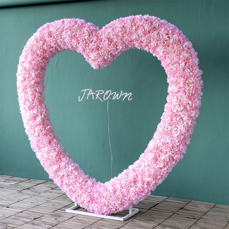 

Роскошная розовая рамка в форме сердца, 2 м/6,6 фута, Цветочная композиция гортензии, фон для свадебной вечеринки, свод, реквизит для сцены, Цветочная полка