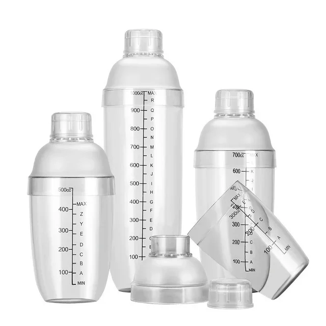 350/500/700/1000ml PC resin Cocktail Shaker Home Bar Utensil Martini Hand Shaker Cup with Scales Milk Wine Drink Shaker Bar Tool 6