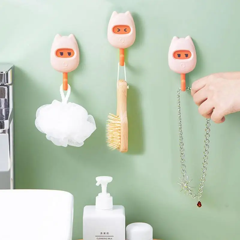 Adhesive Wall Hooks For Hats Cartoon Adhesive Kitchen Wall Hooks Decorative No Drilling Towel Hat Bag Hanger For Home Storage