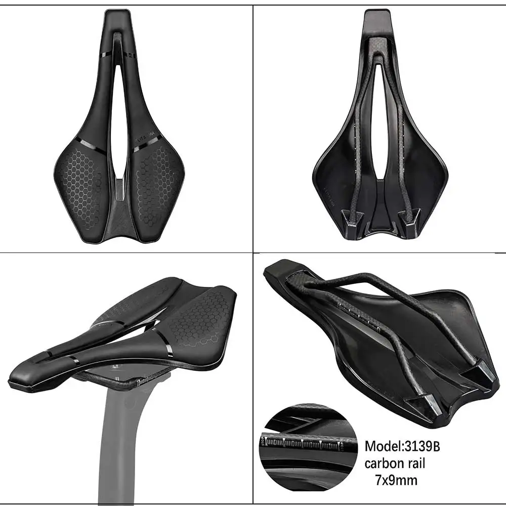 Bicycle Saddle Carbon Fiber Rail UD Texture 245x139mm Nylon Bottom Shell Short Nose Hollow