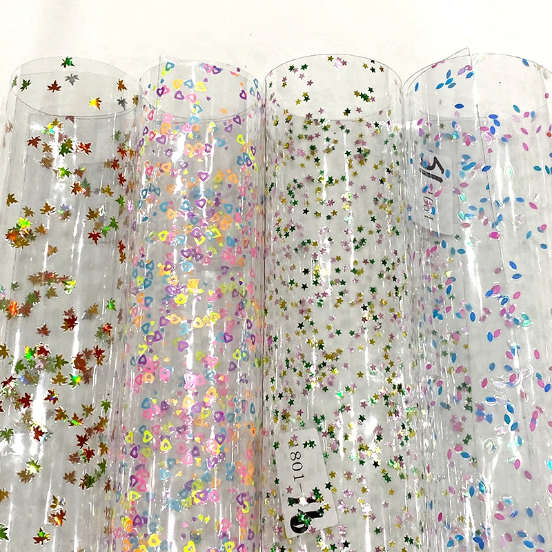 soft pvc sequin film for bags, shoe materials and pencil cases, waterproof PVC transparent film 30*135CM