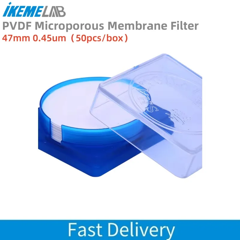 IKEME 50pcs/lot PVDF Microporous Membrane Filter 47mm 0.45um for Water Solution Filtration Lab Supplies