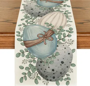 Eucalyptus Egg Easter Linen Table Runner 1