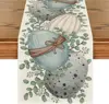 Eucalyptus Egg Easter Linen Table Runner Spring Farmhouse Kitchen Dining Table Decor for Indoor Outdoor Home Holiday Party Decor 1