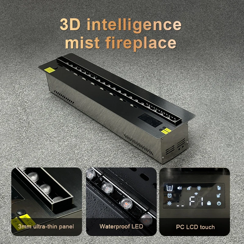 Modern 304 Stainless Steel Fireplace TV Stand with Imported Chip Ultrasonic Mist Humidifier Remote Control