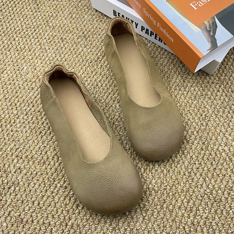ALA  Rising|SH01 Soft Genuine Leather Summer Flat Shoes For Women Comfortable Good Wear Female Vintage Shoes 2024