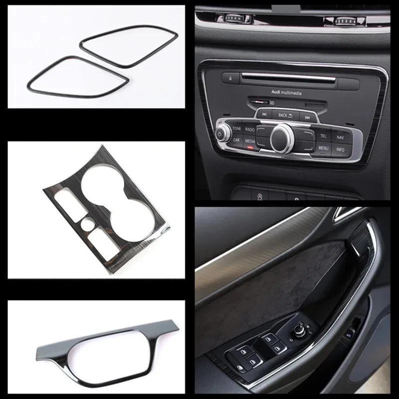 

Стайлинг автомобиля, крышка рамы, переключение передач, отделка панели водяной чашки, черная для Audi Q3 2013-18, декоративная полоса для подлокот...