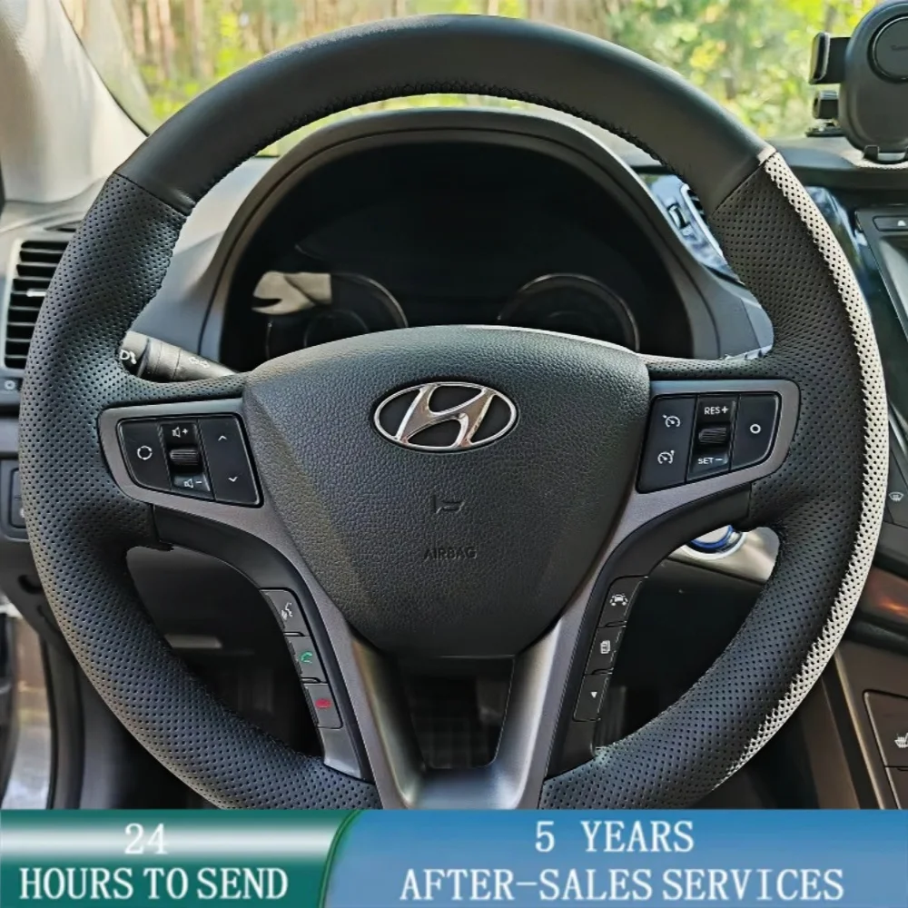 Angepasst Schwarz Auto Lenkrad Geflecht Abdeckung Hand Nähen Mikrofaser Leder Für Hyundai I40 2011-2019 Auto Zubehör